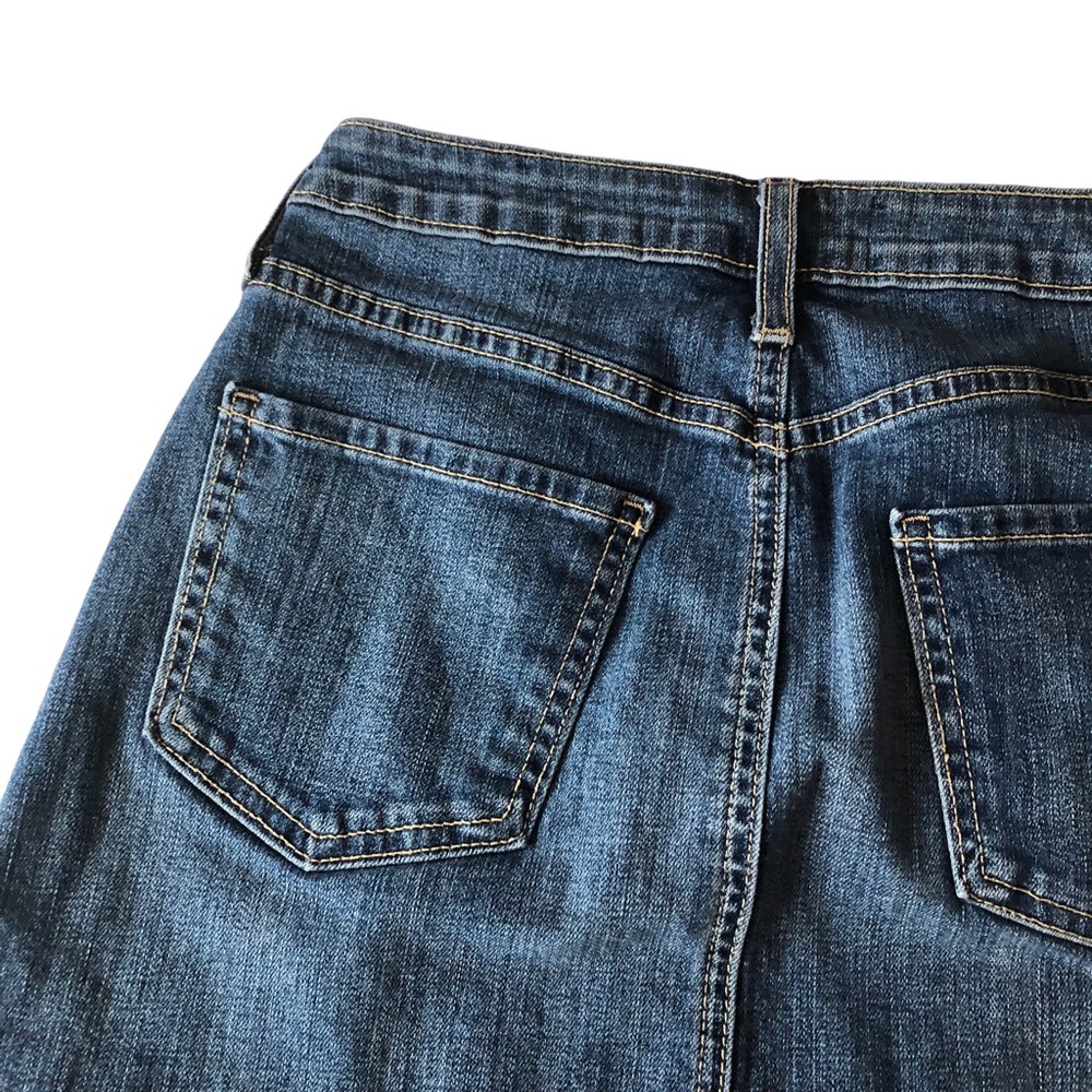 Just Black Denim Stretch Button Fly Raw Hem Mini Skirt - Picture 5 of 13